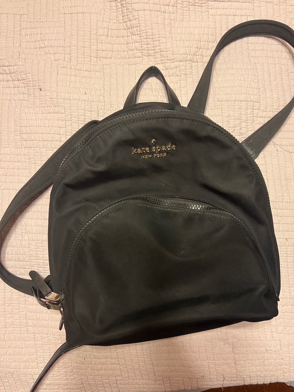Kate Spade Black nylon backpack with Gold-Tone Accent